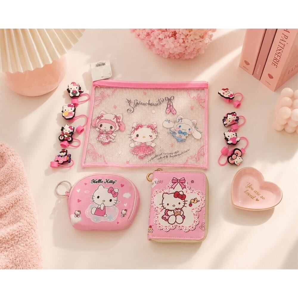 Sanrio Hello Kitty & Friends Pink 8pc Accessory Bundle Pouch Wallet Purse